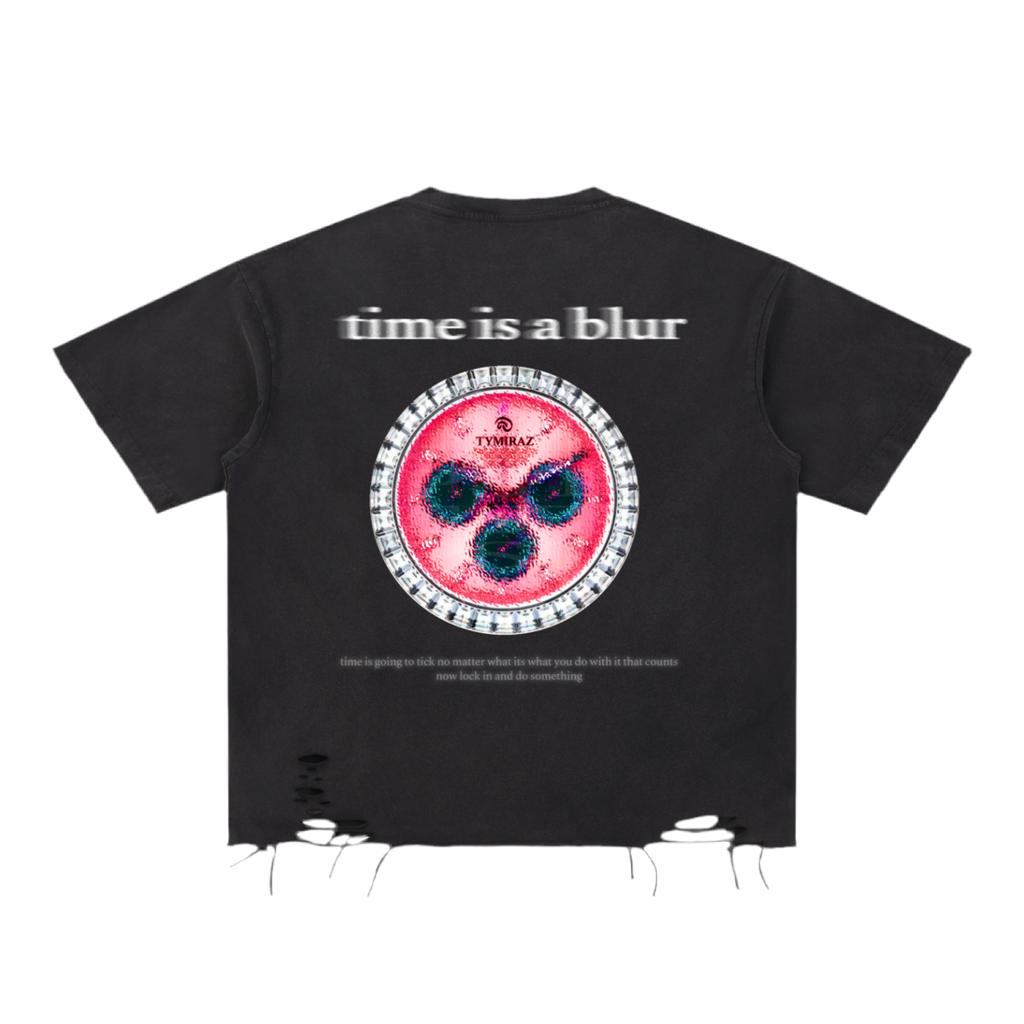 "time is a blur" ripped t-shirt