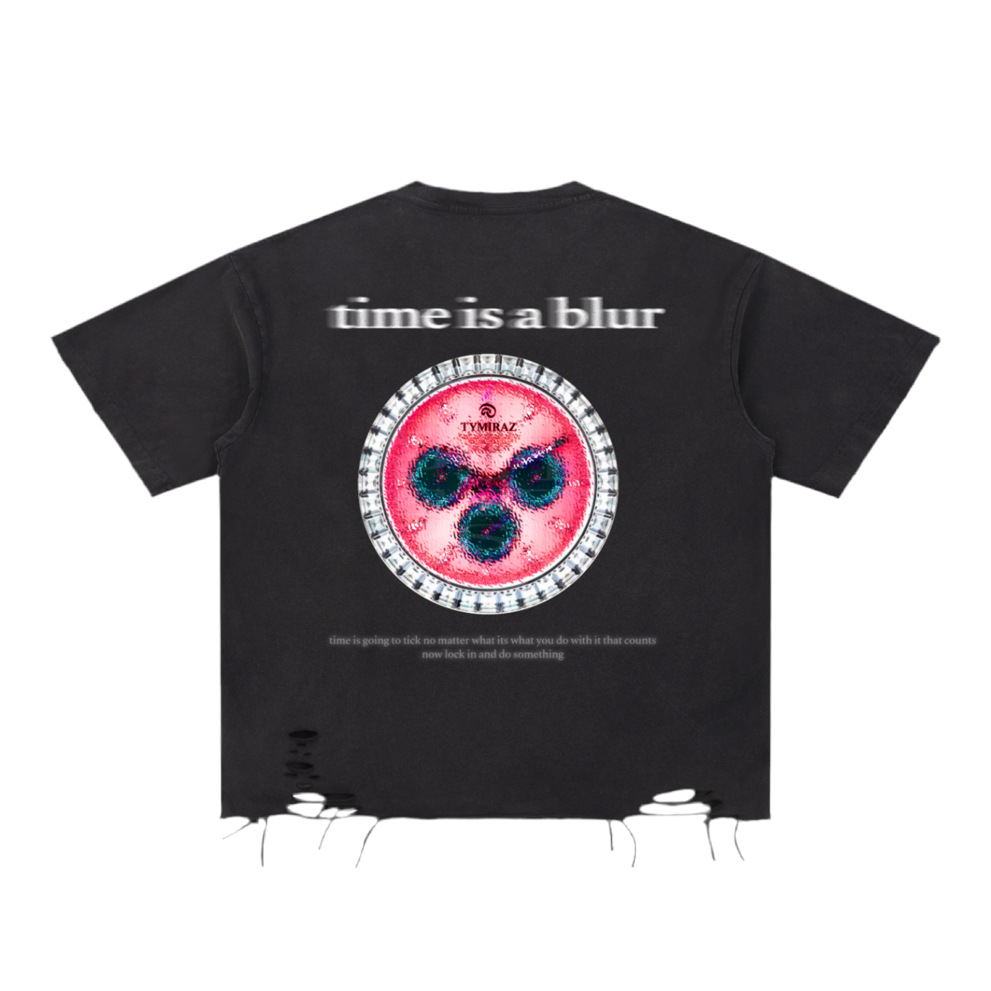 "time is a blur" ripped t-shirt