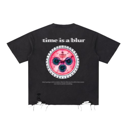 "time is a blur" ripped t-shirt